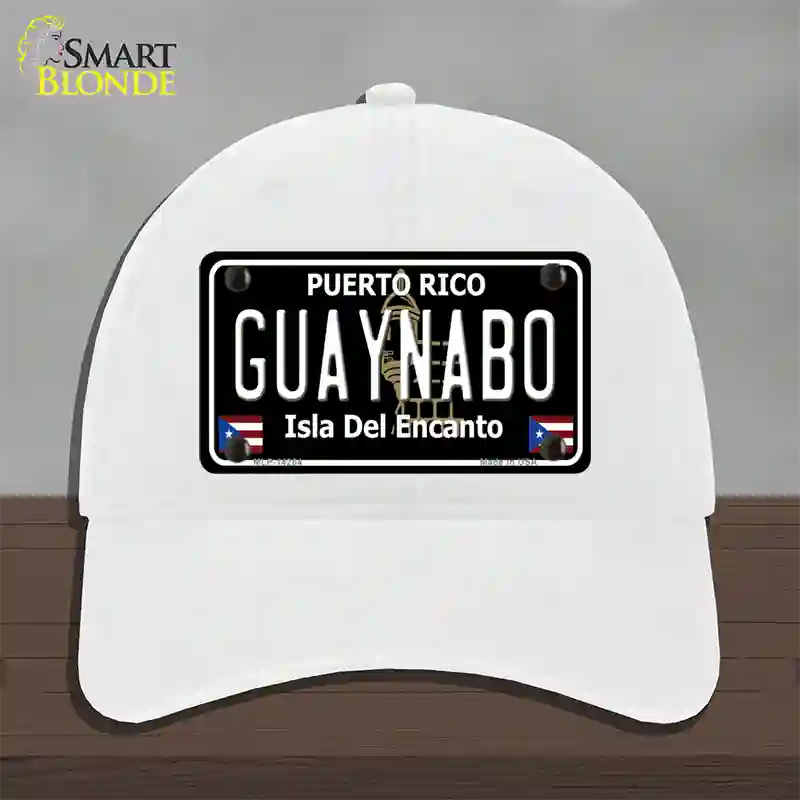 Guaynabo Puerto Rico Black Novelty License Plate Hat Unconstructed Cotton / White