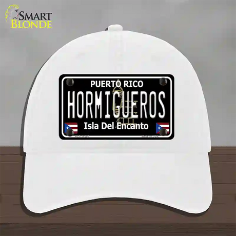 Hormigueros Puerto Rico Black Novelty License Plate Hat Unconstructed Cotton / White