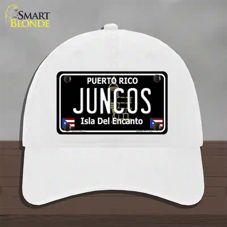 Juncos Puerto Rico Black Novelty License Plate Hat Unconstructed Cotton / White