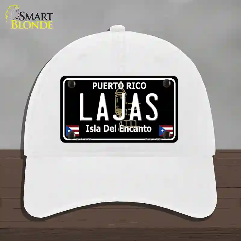 Lajas Puerto Rico Black Novelty License Plate Hat Unconstructed Cotton / White