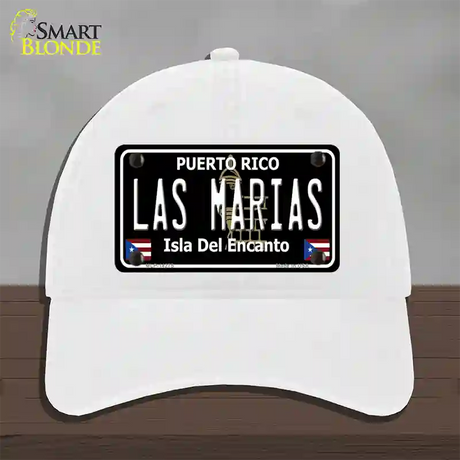 Las Marias Puerto Rico Black Novelty License Plate Hat Unconstructed Cotton / White