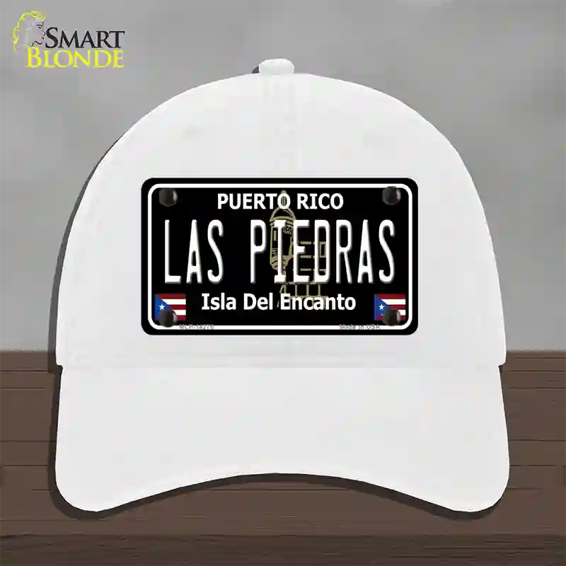 Las Piedras Puerto Rico Black Novelty License Plate Hat Unconstructed Cotton / White