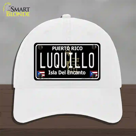 Luquillo Puerto Rico Black Novelty License Plate Hat Unconstructed Cotton / White