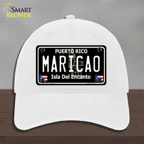 Maricao Puerto Rico Black Novelty License Plate Hat Unconstructed Cotton / White