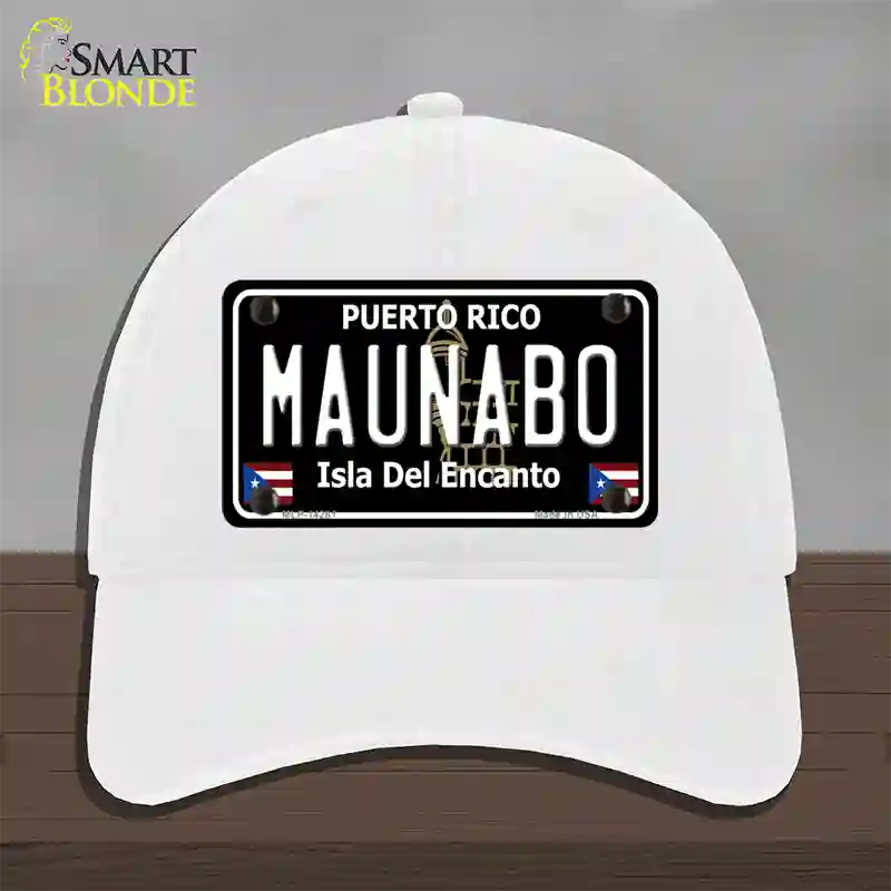 Maunabo Puerto Rico Black Novelty License Plate Hat Unconstructed Cotton / White