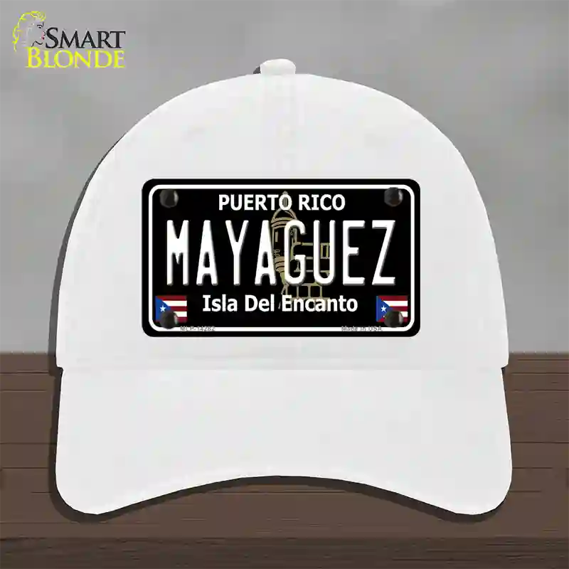 Mayaguez Puerto Rico Black Novelty License Plate Hat Unconstructed Cotton / White