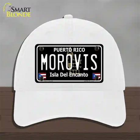 Morovis Puerto Rico Black Novelty License Plate Hat Unconstructed Cotton / White