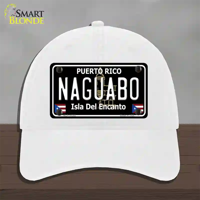 Naguabo Puerto Rico Black Novelty License Plate Hat Unconstructed Cotton / White