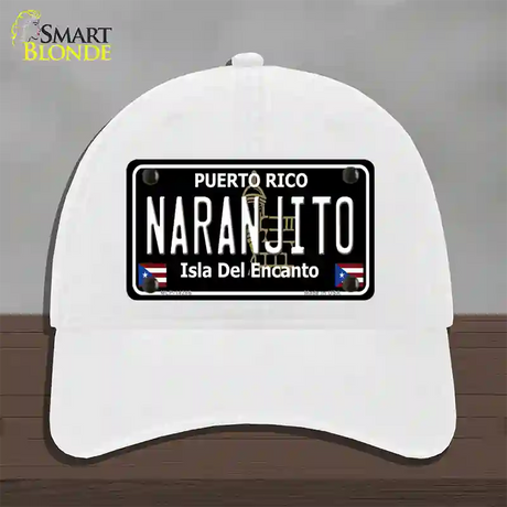 Naranjito Puerto Rico Black Novelty License Plate Hat Unconstructed Cotton / White