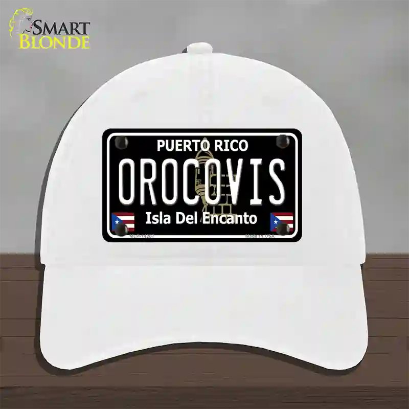 Orocovis Puerto Rico Black Novelty License Plate Hat Unconstructed Cotton / White