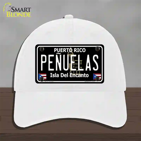 Penuelas Puerto Rico Black Novelty License Plate Hat Unconstructed Cotton / White