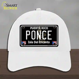 Ponce Puerto Rico Black Novelty License Plate Hat Unconstructed Cotton / White