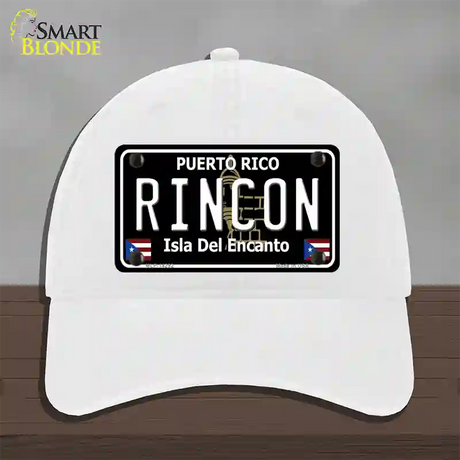 Rincon Puerto Rico Black Novelty License Plate Hat Unconstructed Cotton / White