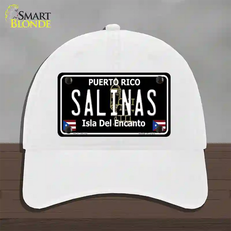 Salinas Puerto Rico Black Novelty License Plate Hat Unconstructed Cotton / White