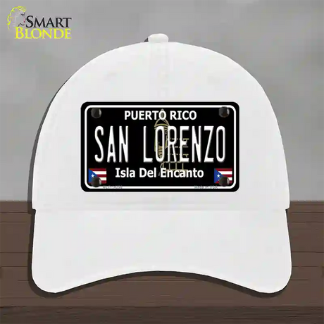 San Lorenzo Puerto Rico Black Novelty License Plate Hat Unconstructed Cotton / White