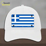 Greece Flag Novelty License Plate Hat Unconstructed Cotton / White