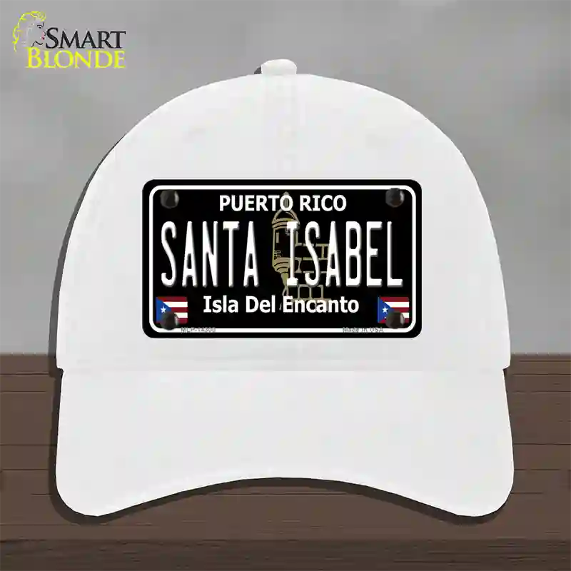 Santa Isabel Puerto Rico Black Novelty License Plate Hat Unconstructed Cotton / White