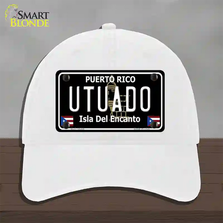 Utuado Puerto Rico Black Novelty License Plate Hat Unconstructed Cotton / White