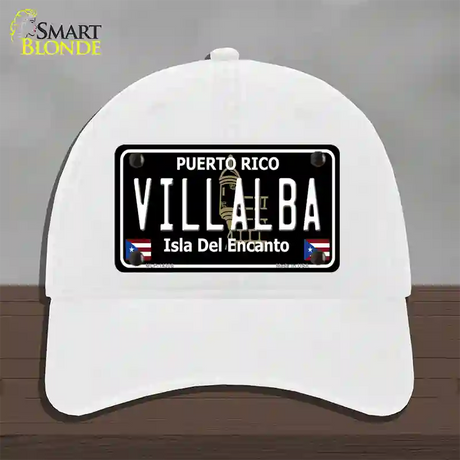 Villalba Puerto Rico Black Novelty License Plate Hat Unconstructed Cotton / White