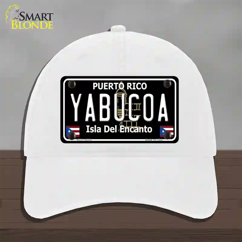 Yabucoa Puerto Rico Black Novelty License Plate Hat Unconstructed Cotton / White