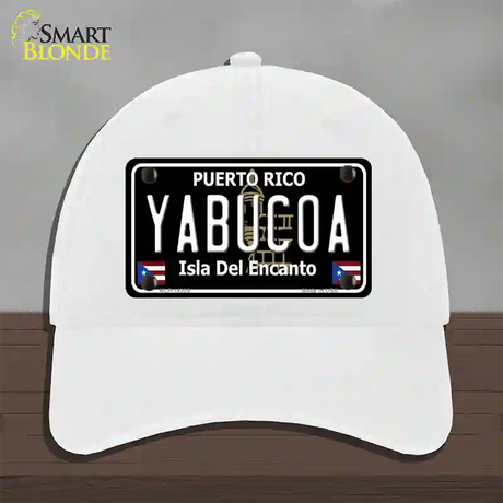 Yabucoa Puerto Rico Black Novelty License Plate Hat Unconstructed Cotton / White