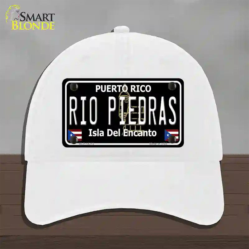 Rio Piedras Puerto Rico Black Novelty License Plate Hat Unconstructed Cotton / White