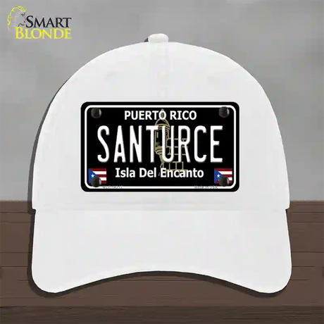 Santurce Puerto Rico Black Novelty License Plate Hat Unconstructed Cotton / White