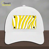 Yellow White Zebra Novelty License Plate Hat Unconstructed Cotton / White