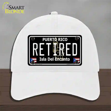 Retired Puerto Rico Black Novelty License Plate Hat Unconstructed Cotton / White