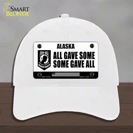 Alaska POW MIA Some Gave All Novelty License Plate Hat Unconstructed Cotton / White