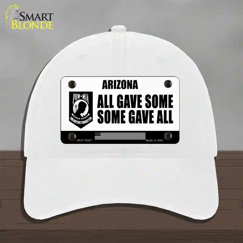 Arizona POW MIA Some Gave All Novelty License Plate Hat Unconstructed Cotton / White