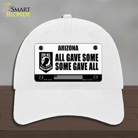 Arizona POW MIA Some Gave All Novelty License Plate Hat Unconstructed Cotton / White