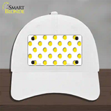 Yellow White Polka Dot Novelty License Plate Hat Unconstructed Cotton / White