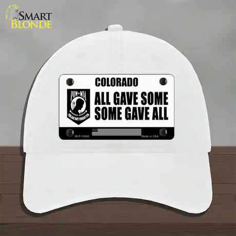 Colorado POW MIA Some Gave All Novelty License Plate Hat Unconstructed Cotton / White