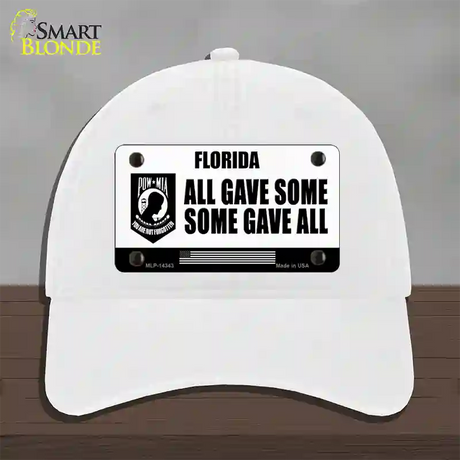 Florida POW MIA Some Gave All Novelty License Plate Hat Unconstructed Cotton / White