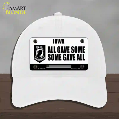 Iowa POW MIA Some Gave All Novelty License Plate Hat Unconstructed Cotton / White