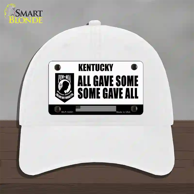 Kentucky POW MIA Some Gave All Novelty License Plate Hat Unconstructed Cotton / White