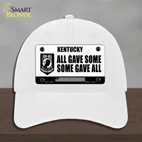 Kentucky POW MIA Some Gave All Novelty License Plate Hat Unconstructed Cotton / White