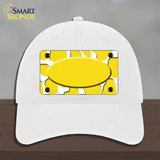 Yellow White Giraffe Yellow Center Oval Novelty License Plate Hat Unconstructed Cotton / White