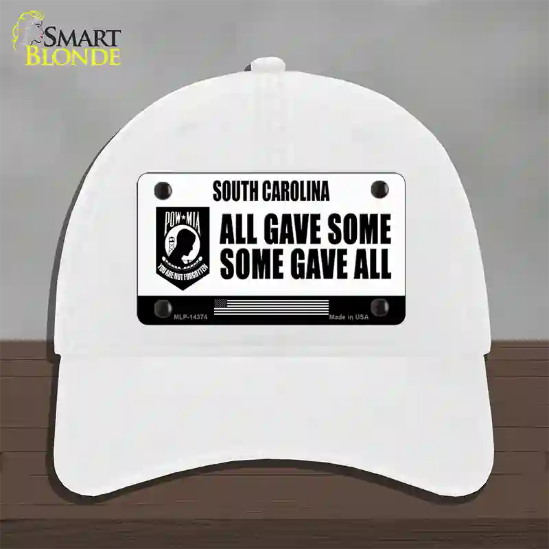 South Carolina POW MIA Some Gave All Novelty License Plate Hat Unconstructed Cotton / White