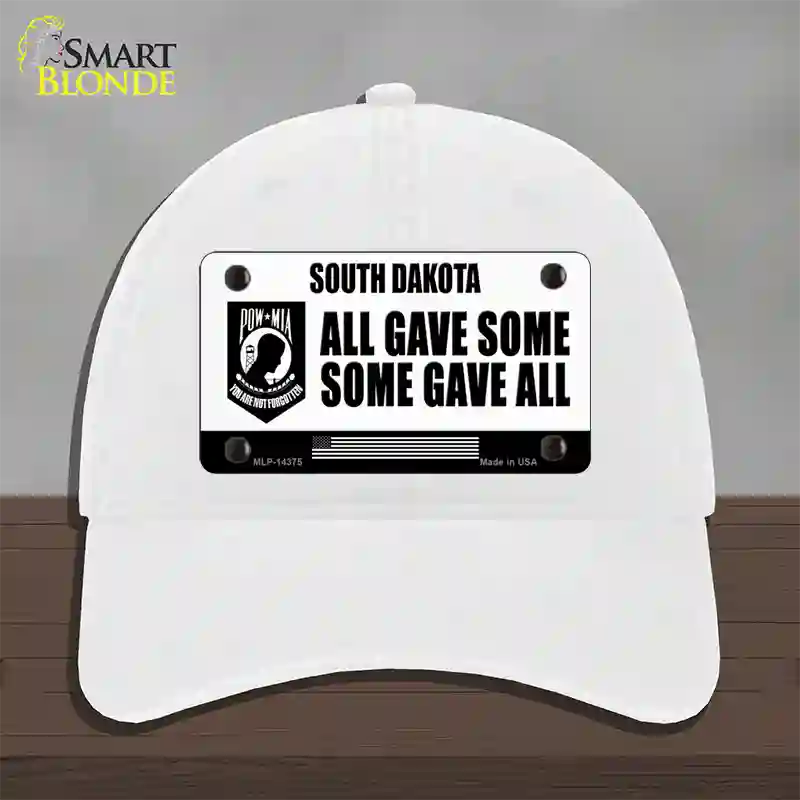 South Dakota POW MIA Some Gave All Novelty License Plate Hat Unconstructed Cotton / White