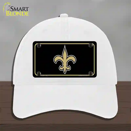 Fleur de lis Novelty License Plate Hat Unconstructed Cotton / White