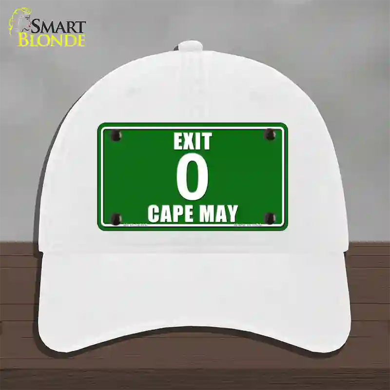 Exit 0 Cape May Novelty License Plate Hat Unconstructed Cotton / White