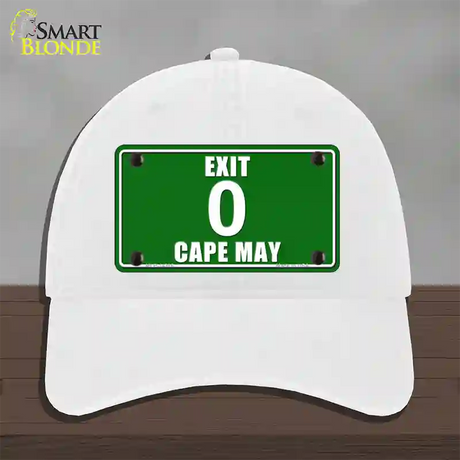 Exit 0 Cape May Novelty License Plate Hat Unconstructed Cotton / White