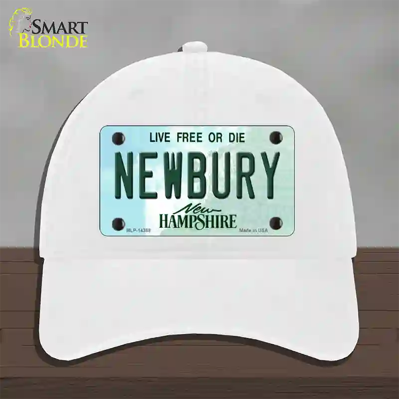 Newbury New Hampshire Novelty License Plate Hat Unconstructed Cotton / White