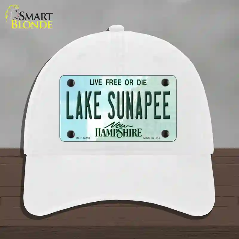 Lake Sunapee New Hampshire Novelty License Plate Hat Unconstructed Cotton / White