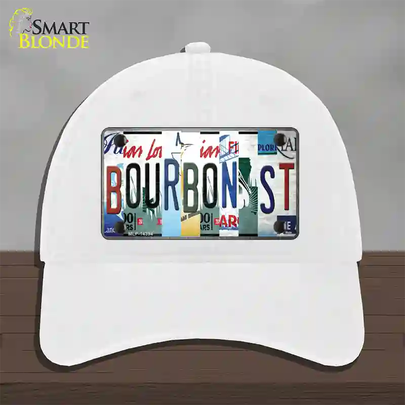 Bourbon St License Plate Art Novelty License Plate Hat Unconstructed Cotton / White