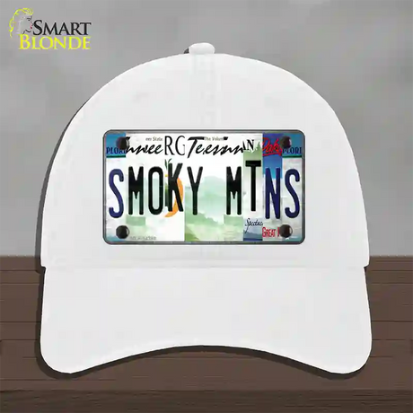 Smoky Mountains License Plate Art Novelty License Plate Hat Unconstructed Cotton / White