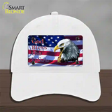 God Bless The USA Eagle Novelty License Plate Hat Unconstructed Cotton / White