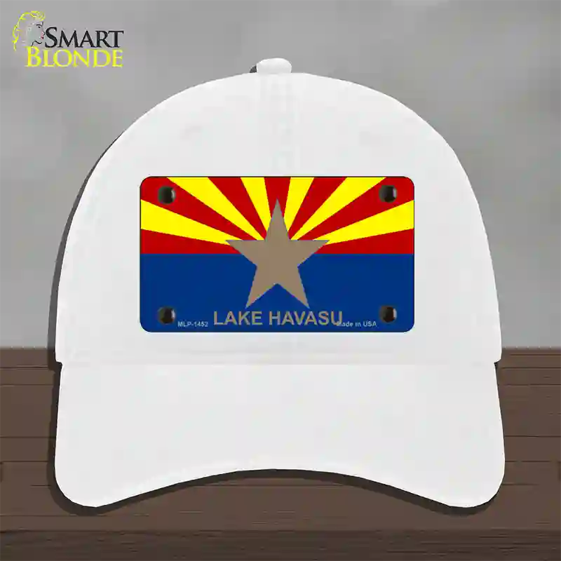 Lake Havasu Arizona State Flag Novelty License Plate Hat Unconstructed Cotton / White